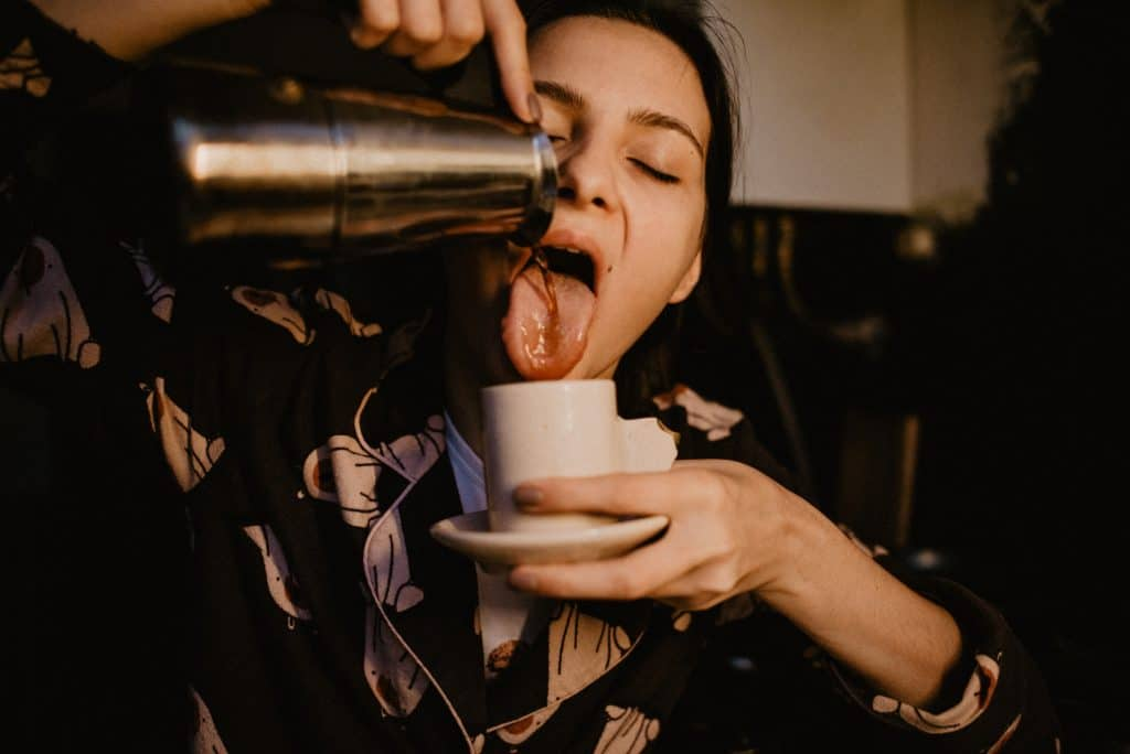Woman with caffeine dependence